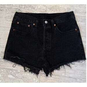 Levi's 501 button fly black cut‎ off high rise jean shorts SIZE 30